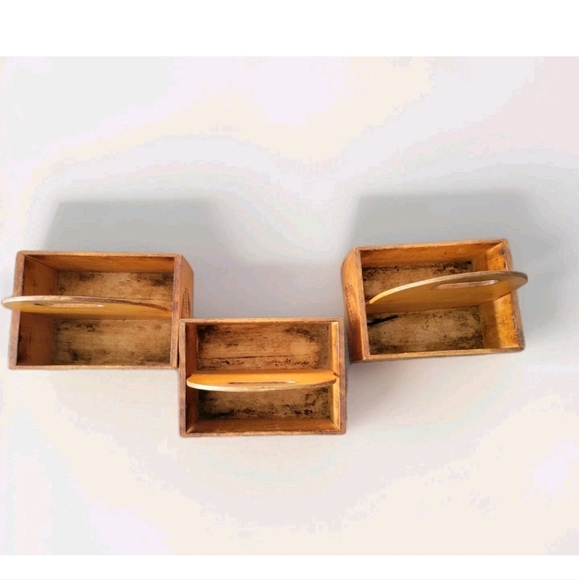 Set 3 Vintage Blue Moon Wooden Beer Bar Caddy 6 Pack Holder Condiment Restaurant - Picture 4 of 8